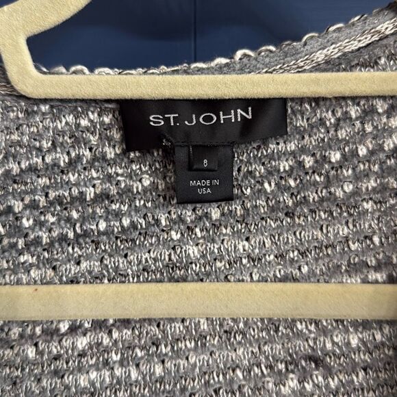 ST. JOHN Knit Sweater Blazer in Platinum Multi Size 8 - Picture 2 of 6